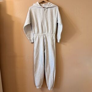 Victoria's Secret Women's Hooded Cotton Fleece Jumpsuit XS Gray Lounge